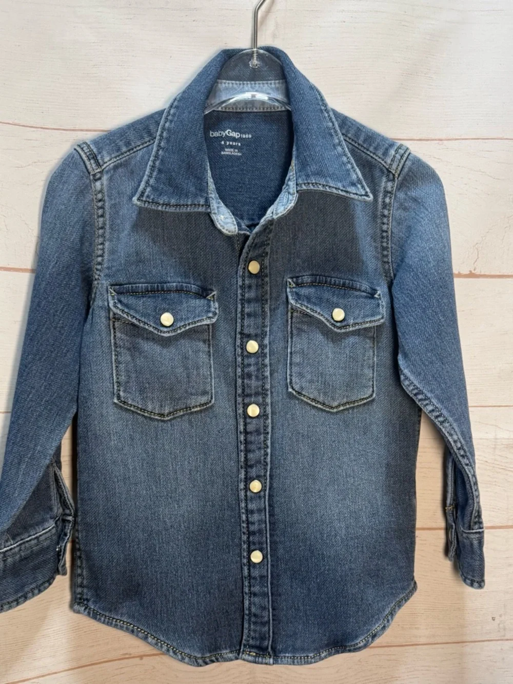 babyGap Kids Denim Button-Up Shirt in Faded Blue Size 4